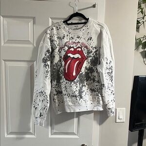 The Rolling Stones White and Black Splatter Sweatshirt